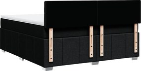 vidaXL Κρεβάτι Boxspring με Στρώμα Μαύρο 180x200 εκ. Υφασμάτινο