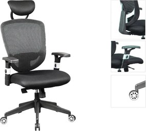 BF9100 Πολυθρόνα Γραφείου Διευθυντή, Mesh Μαύρο, Μπράτσα up-down   1τμχ