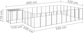vidaXL Σπιτάκι Σκύλου Ασημί 19,36 μ² Ατσάλινο