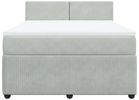 vidaXL Κρεβάτι Boxspring με Στρώμα Ανοιχτό Γκρι 140x190 εκ. Βελούδινο