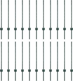 vidaXL Στύλος Περιφράξεων 22 pcs Πράσινο 120 cm Ατσάλι
