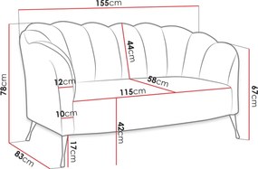 Καναπές Adria GD Διθέσιος-Sapio milo - 155.00Χ83.00Χ78.00cm