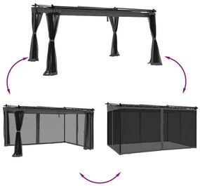 vidaXL Κιόσκι με Τοίχους από Δίχτυ Ανθρακί 4x3 μ. από Ατσάλι