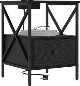 vidaXL Κομοδίνο 2 τμχ. Μαύρη Οξυά 41,5 x 40,5 x 55 εκ.