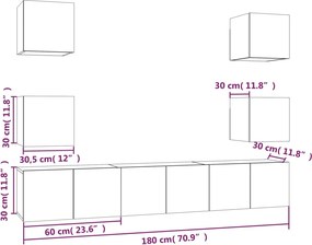 vidaXL Σετ Επίπλων Τηλεόρασης 7 Τεμαχίων Καπνιστή δρυς Επεξ. Ξύλο