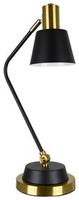 00834 GloboStar® LETO 00834 Μοντέρνο Επιτραπέζιο Φωτιστικό Πορτατίφ Μονόφωτο 1 x E27 IP20 Μαύρο & Χρυσό Μέταλλο - Μ30 x Π18 x Υ54cm