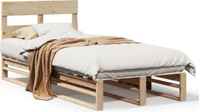 vidaXL Σκελετός Κρεβατιού Χωρίς Στρώμα 75x190 εκ Μασίφ Ξύλο Πεύκου