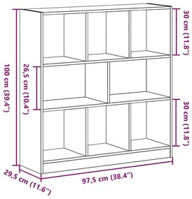 Ντουλάπι βιβλίων Μαύρη βελανιδιά 97,5x29,5x100 cm - Μαύρο