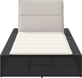 vidaXL Ξαπλώστρα με αιωρούμενο μαξιλάρι Μαύρο Poly Rattan