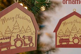 Σετ των 3 Intra απο ξύλο plywood 3mm-4mm πάχος Χριστουγεννιάτικο στολίδι αχυρώνα με λέιζερ Δίασταση 8x8 cm INTRAFABR-79692925