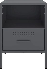 vidaXL Κομοδίνα 2 τεμ. Ανθρακί 36x39x50,5 εκ. από Χάλυβα