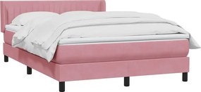 vidaXL Box Spring κρεβάτι με στρώμα ροζ 140x220 cm Βελούδινο
