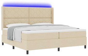 vidaXL Κρεβάτι με ελατήρια με στρώμα Κρεμ 200 x 200 cm ύφασμα