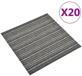 vidaXL Μοκέτα Πλακάκι 20 τεμ. Ανθρακί Ριγέ 5 μ² 50x50 εκ.