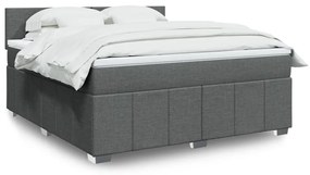 Κρεβάτι Boxspring με Στρώμα Σκούρο Γκρι 180x200 εκ Υφασμάτιν - Γκρι