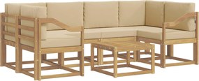 vidaXL Σειρά Καναπέ Εξωτερικού με μαξιλάρι 7 pcs Λευκό και Μπεζ
