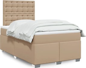 vidaXL Κρεβάτι Boxspring με Στρώμα Καπουτσίνο 120x200εκ.από Συνθ.Δέρμα
