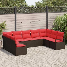 vidaXL Σετ Καναπέ με μαξιλάρι 9 pcs Καφέ συνθετικό ρατάν