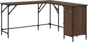 vidaXL Γραφείο Καφέ Δρυς 141x141x75 εκ. από Επεξεργασμένο Ξύλο