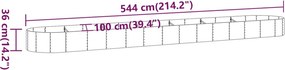 vidaXL Ζαρντινιέρα Ασημί 544x100x36 εκ. Γαλβανισμένος χάλυβας