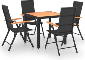 vidaXL Σετ Τραπεζαρίας Κήπου 5 Τεμαχίων Μαύρο και Καφέ