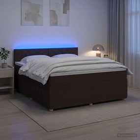 vidaXL Κρεβάτι box spring με στρώμα Σκούρο Καφέ 160 x 200 cm Ύφασμα
