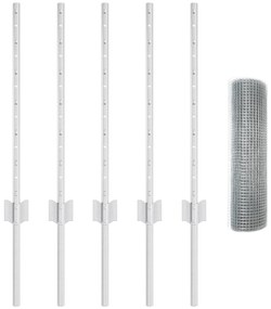 vidaXL Φράχτης Welded Wire  με 5 U Posts Ασημί 0.6x10 μ Χάλυβα