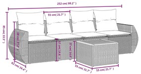 vidaXL Σετ Καναπέ Κήπου 5 τεμ. Μπεζ Συνθετικό Ρατάν με Μαξιλάρι