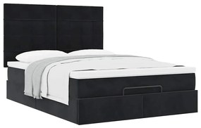 Οθωμανικό κρεβάτι με στρώματα Μαύρο 140x190cm Βελούδο 3313471