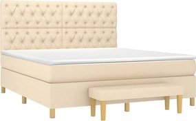vidaXL Κρεβάτι Boxspring με Στρώμα Κρεμ 160x200 εκ. Υφασμάτινο