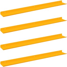 vidaXL Πλωτό ράφι 4 pcs Χαμομηλί κίτρινο 80 x 9 x 2,5 εκ. Ατσάλι