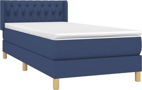 vidaXL Κρεβάτι Boxspring με Στρώμα Μπλε 100 x 200 εκ. Υφασμάτινο