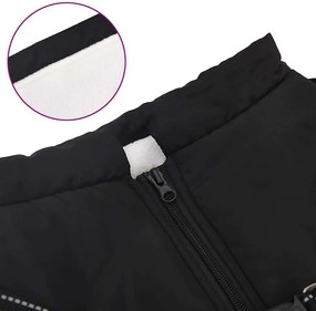 vidaXL παλτό σκύλου με ιμάντα αδιάβροχο αντανακλαστικό μαύρο L48