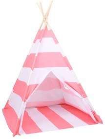 vidaXL Σκηνή Teepee Παιδική Ριγέ 120x120x150 εκ. Peach Skin με Σάκο