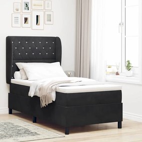 vidaXL Κρεβάτι με ελατήρια με στρώμα Μαύρο 100 x 200 cm Βελούδο