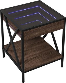 vidaXL Κομοδίνο Άπειρο Φως LED Καφέ Δρυς 40x40x49 εκ.
