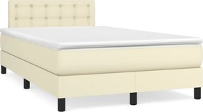 vidaXL Κρεβάτι Boxspring με Στρώμα Κρεμ 120x200εκ. από Συνθετικό Δέρμα