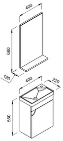 Σετ Έπιπλο Μπάνιου NEW MINI Ανθρακί MDF 18mm Λάκα 40 9SMIN040ANM