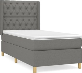 vidaXL Κρεβάτι Boxspring με Στρώμα Σκούρο Γκρι 80x200 εκ. Υφασμάτινο