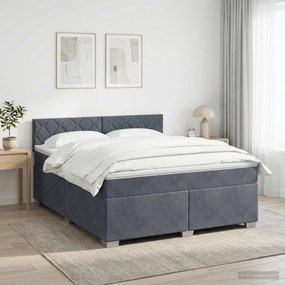 vidaXL Κρεβάτι box spring με στρώμα Σκούρο Γκρι 140 x 200 cm Βελούδο