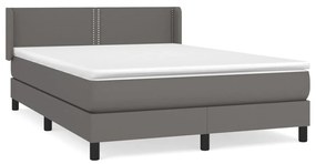 Κρεβάτι Boxspring με Στρώμα Γκρι 140x190εκ. από Συνθετικό Δέρμα - Γκρι