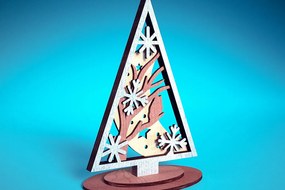 Σετ των 2 Intra απο ξύλο plywood 3mm-4mm πάχος - Χριστουγεννιάτικο Δέντρο Κοπή Laser | Χριστούγεννα Δίασταση 15x15 cm INTRAFABR-72023385