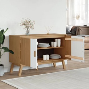vidaXL Μπουφές OLDEN Λευκό &amp; Καφέ 114x43x73,5 εκ. Μασίφ Ξύλο Πεύκου
