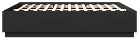 vidaXL Πλαίσιο Κρεβατιού με LED Μαύρο 180 x 200 εκ. Επεξ. Ξύλο
