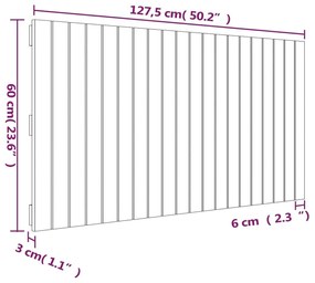 Κεφαλάρι Τοίχου Λευκό 127,5x3x60 εκ. από Μασίφ Ξύλο Πεύκου - Λευκό