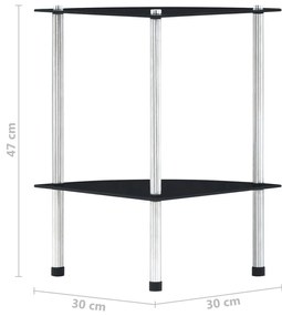 vidaXL Ραφιέρα 2 Επιπέδων Μαύρη 30 x 30 x 47 εκ. από Ψημένο Γυαλί