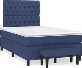 vidaXL Κρεβάτι Boxspring με Στρώμα Μπλε 120x190 εκ. Υφασμάτινο