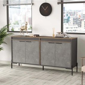Μπουφές 956LCS1520 184x44,5x91,6cm Anthracite-Brown Μοριοσανίδα, Μέταλλο