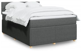 ΚΡΕΒΑΤΙ BOXSPRING ΜΕ ΣΤΡΩΜΑ ΣΚΟΥΡΟ ΓΚΡΙ 160X200 ΕΚ ΥΦΑΣΜΑΤΙΝΟ 3289808