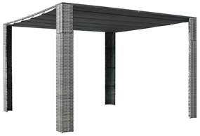 vidaXL Κιόσκι με Οροφή Γκρι/Ανθρακί 300x300x220 εκ. Συνθετικό Ρατάν